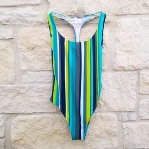 AERIE Swim Cheekier One piece striped Small